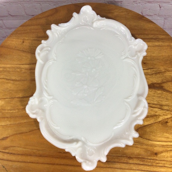 Antique Accents Antique Floral White Milk Glass Dresser Tray Poshmark